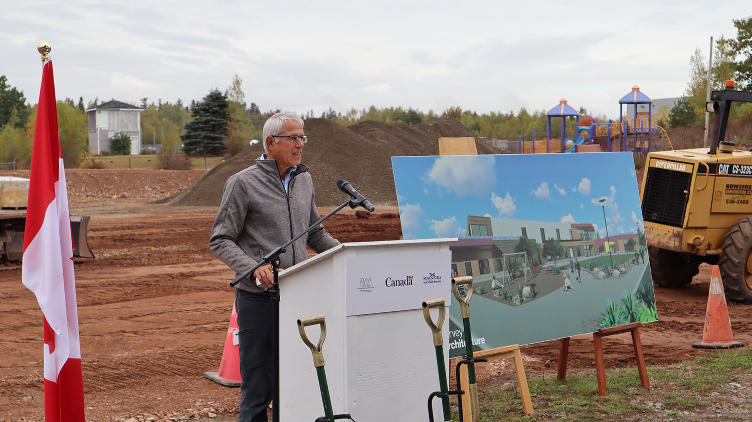 Oxford Community Centre Association President David Hoffman speaking at the podium.
