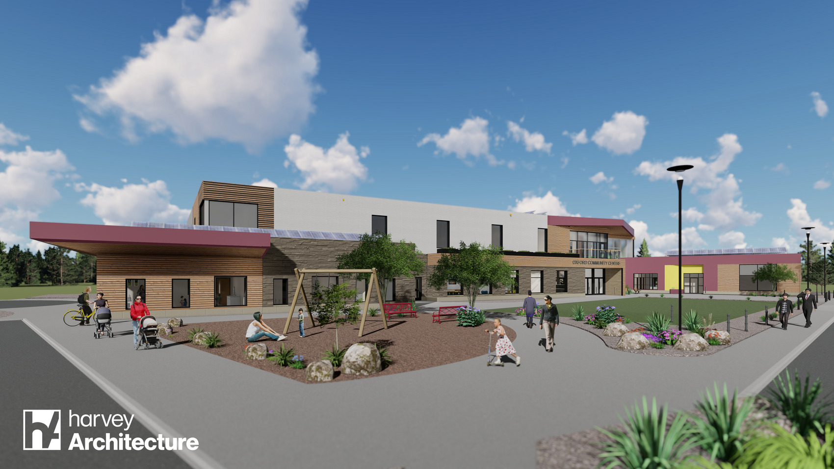 Architect's drawing of the new Oxford Community Centre (updated Fall 2024)