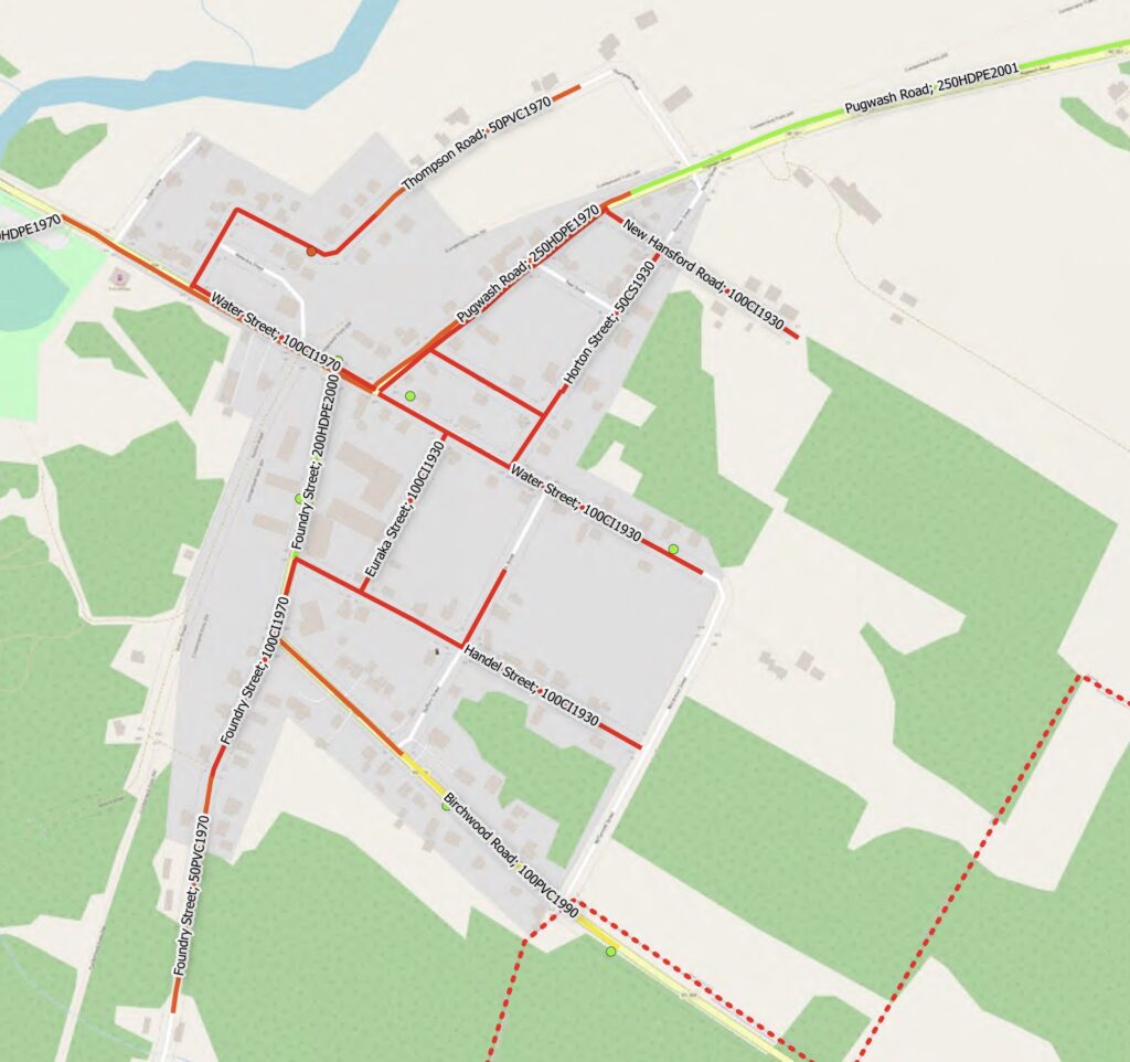 South Side Oxford water supply map - Probability of Failure