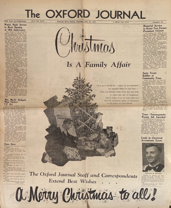 The front page of The Oxford Journal, 24 December 1957.