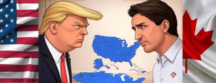 Donald Trump and Justin Trudeau face off in a trade war.