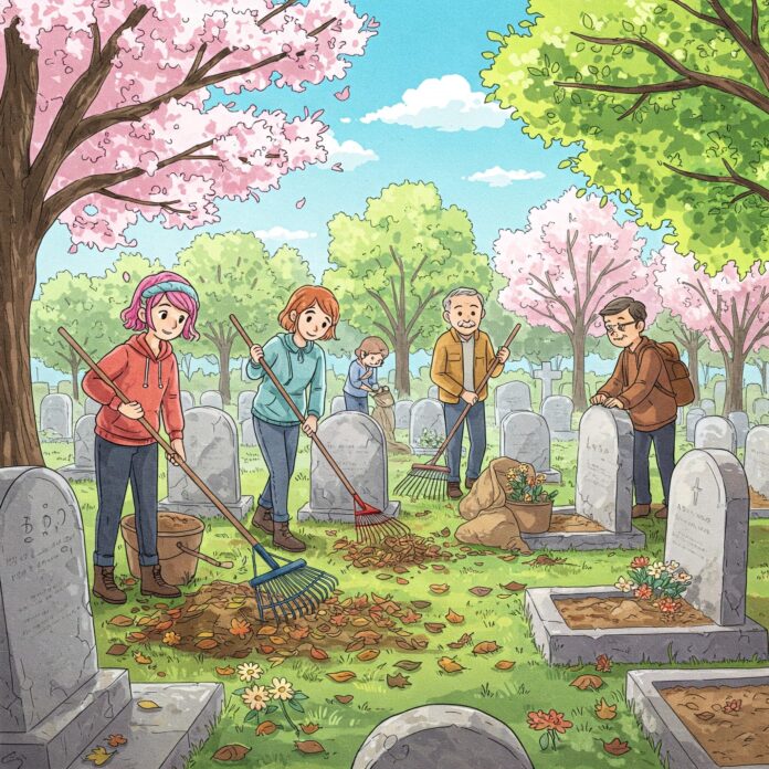 Cleaning up the cemetery!