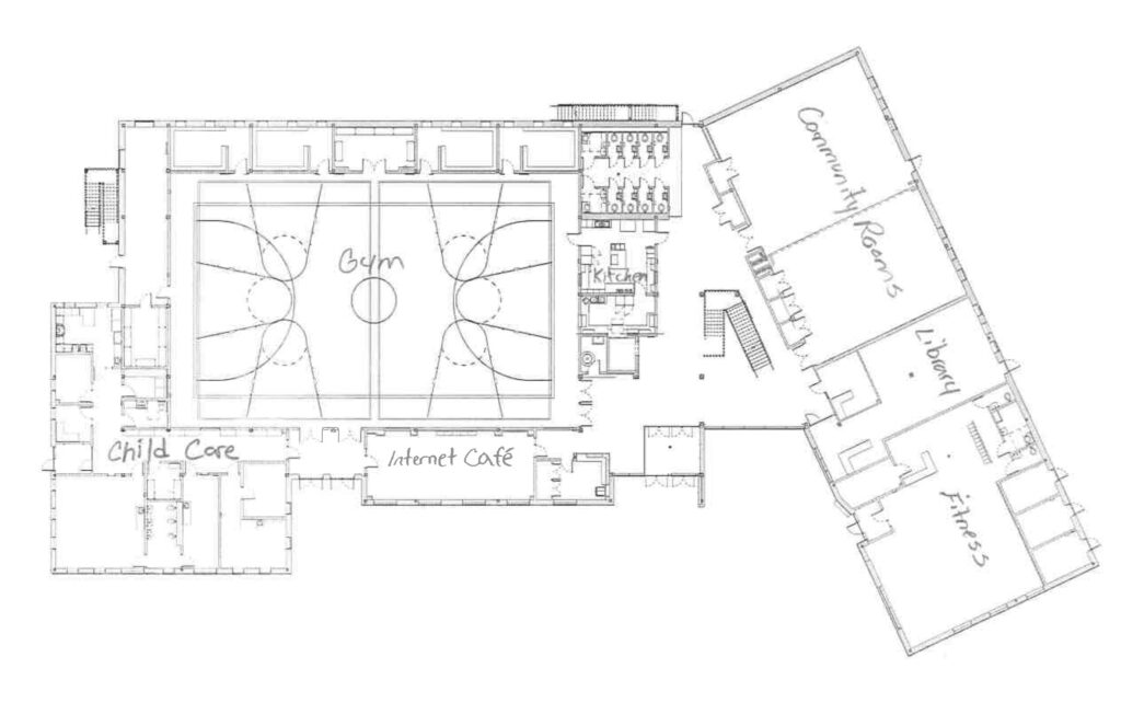 A layout sketch of the Oxford Community Centre