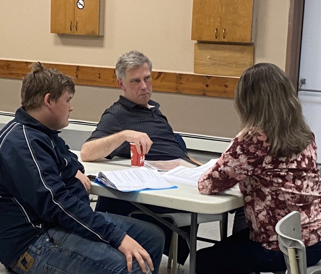 Cooper Rushton, Anthony Black & Erin Emmerson at  a rehearsal for "Grandpa's Christmas Chaos."